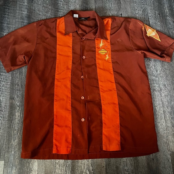 Harley-Davidson Other - Harley Davidson Men's Orange‎ and Brown Shirt Size Large
